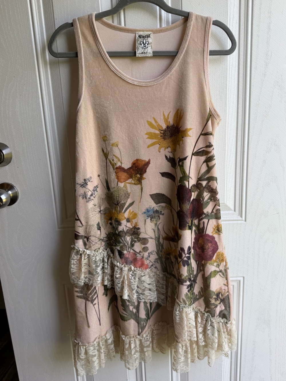 Vocal Floral Lace Ruffle Tank Dress Small Cottagecore Boho Fairy Western Grunge